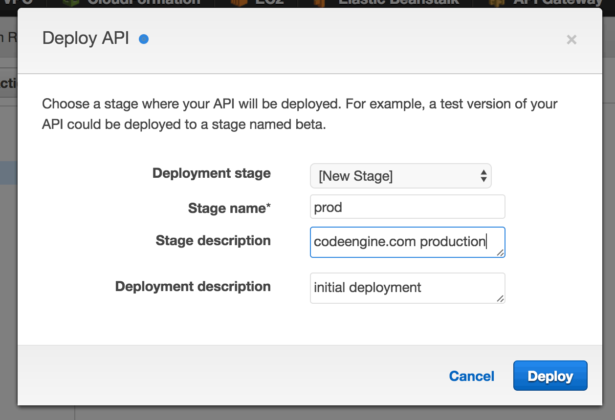 API Gateway Stage Creation