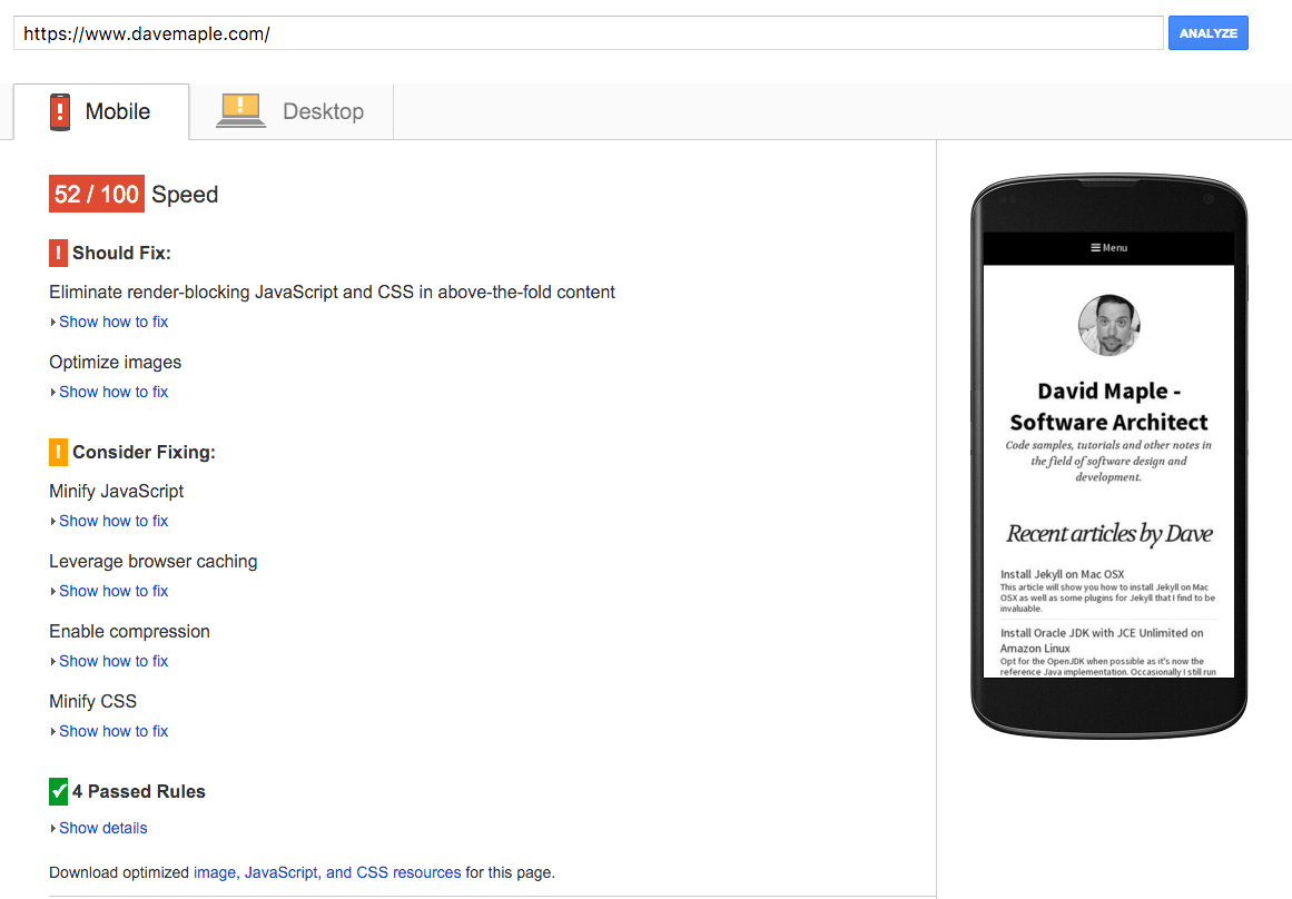 Initial PageSpeed Score