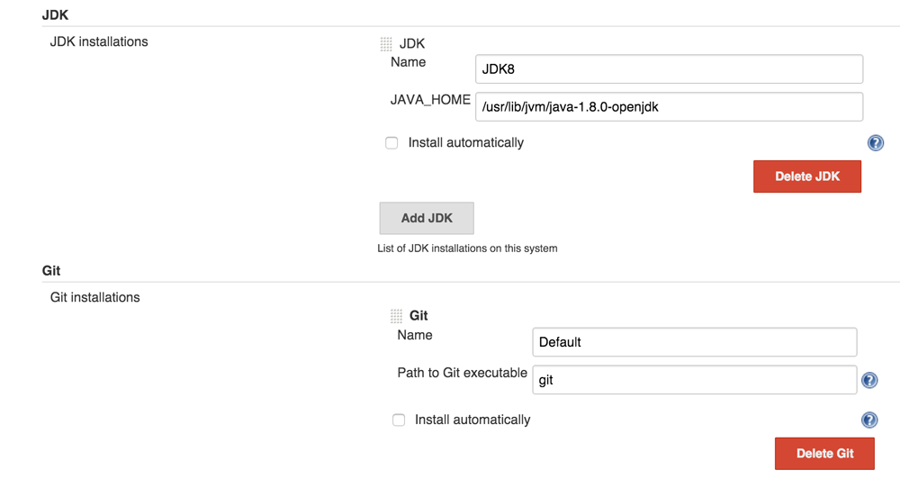 Configuring Jenkins JDK and Git