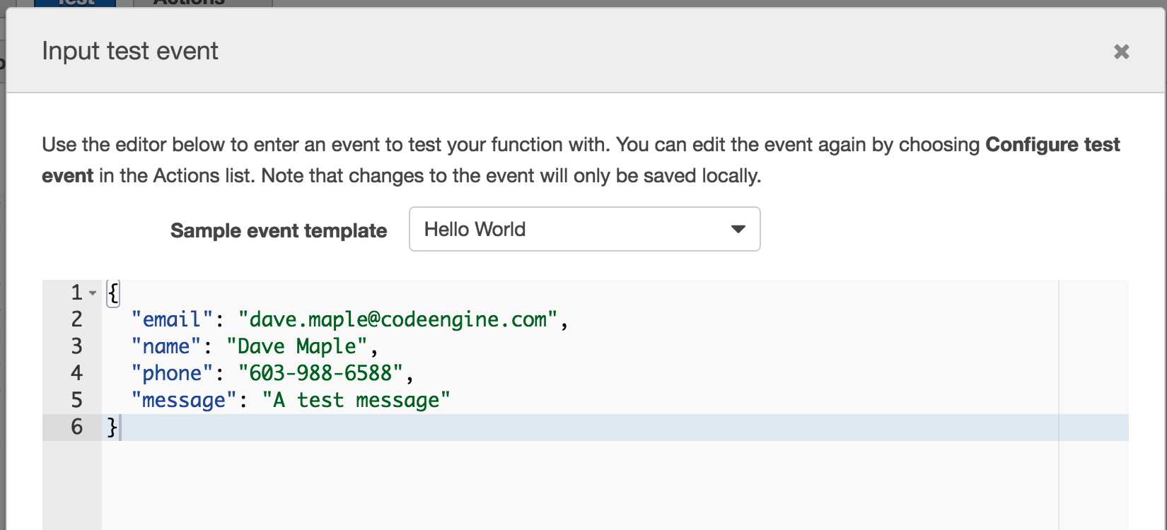 Example Lambda Configuration