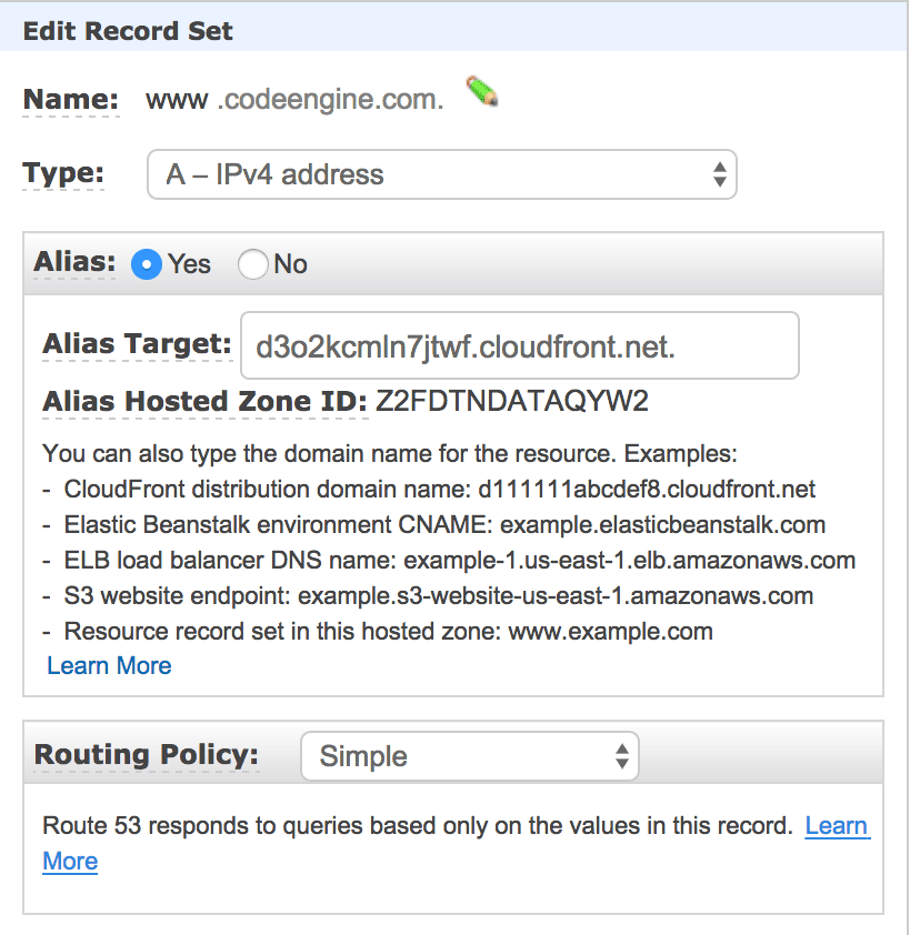 Route53 Cloudfront Alias